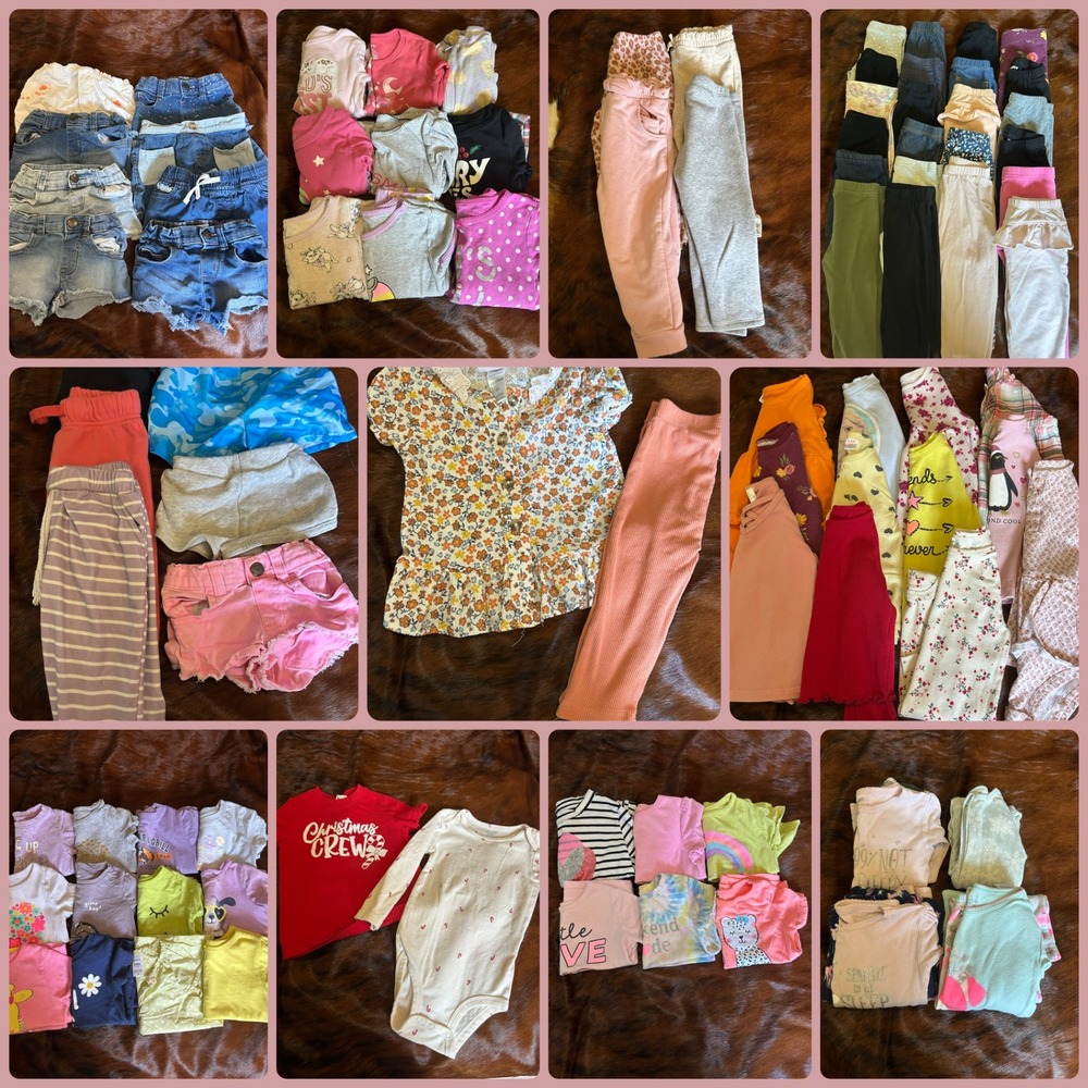 Toddler Girl Clothing Lot 2T Carters Old Navy Disney 97 Piece Bundle Fall Winter